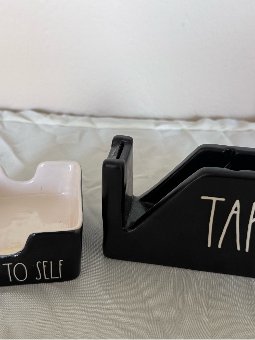 Rae Dunn black TAPE dispenser and note to self note pad holder - see photos
